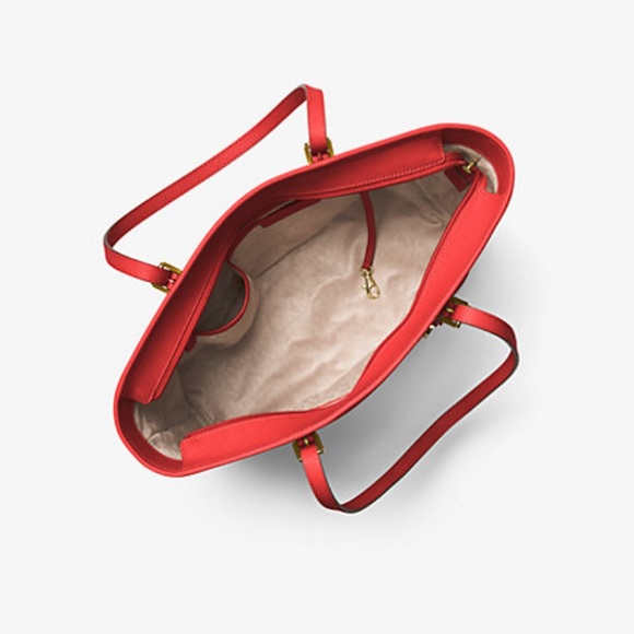 Michael Kors Jet Set Large Saffiano Leather Tote Bag Watermelon - Picture 3 of 13